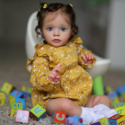 Anano Reborn Baby Mädchen 60cm Reborn Puppen Lebensechte Realistische Reborn Babypuppen Reborn Baby Puppe Echt Wie EIN Babys Silikon Puppen