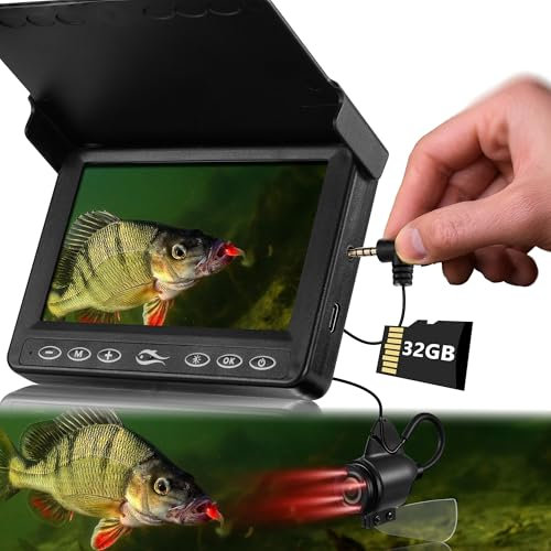 FishPRO Underwater Fishing Camera 4.3'' w/DVR 32GB -1000TVL (No Need Learn) Ice Fishing Camera Underwater,Ice Fishing Fish Finder for Kayak Ice Fishing, 3-Grade IR Lighting, 20X Zoom, 65FT