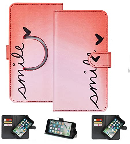 K-S-Trade Qualitativ & Innovativ Schutzhülle Handyhülle Für Telekom T Phone 2023 Hülle Cover Bookstyle Etui “Smile“ Rot Standfunktion