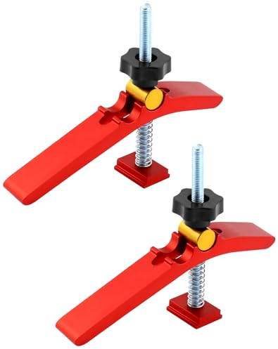 QWORK® 2 Stück T Nut Schiene Schnellspannklemmen - M8 - Niederhalter Klemm - Holzbearbeitung Werkzeug