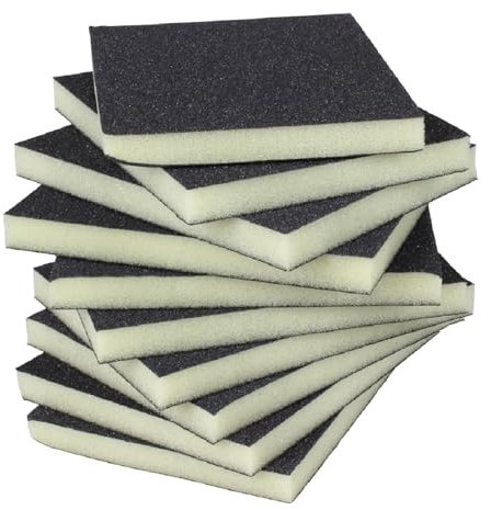 ProDec 10 pk Fine Grit Flexible Foam Filled Sanding Pad for Flat & Curved Wood & Metal Surfaces Including Window Sills, Architraves, Skirting Board, Pipes, Railings, Furniture, Balustrades, Spindles