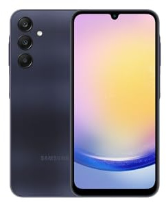 Samsung Galaxy A25 5G 128/6GB RAM Dual Sim, Unlocked to all Carrier, With Additional Official 25W UK 3Pin Adapter (EP-T2510) Retail Pack, Clear Case, 512GB Free Micro SD Card (Blue Black)