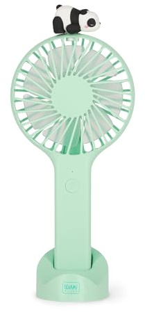 Legami - Mini Ventilateur Portable Rechargeable, Mini Fan, Ventilateur Panda Petit Poche à 3 Vitesses USB Rechargeable, 6 x 21,5 x 6,6 cm, Panda
