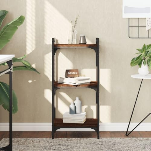 Annlera Bücherregal 40x30x86 cm Bücherregal 3 Böden Regal Standregal Freistehendes Regal Wohnzimmer Regal für Büro Wohnzimmer Schlafzimmer Küche Braun Eichen-Optik