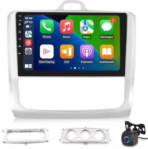 [2+64G] Android 13 Car Stereo para Ford Focus Exi MT 2 3 Mk2 Mk3 2004-2011 con Wireless Carplay y Android Auto - 9 Pulgadas de Pantalla Táctil Radio con WiFi/GPS/DSP/FM/RDS Radio + Cámara de Seguridad