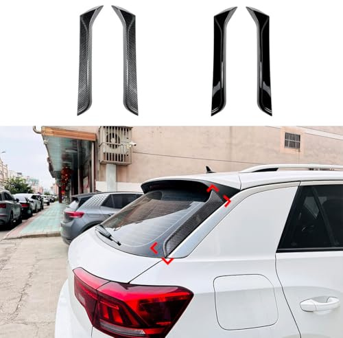 2 Stück Auto Heckscheibe Spoiler Wing Heckspoiler für VW T-ROC 2017+, ABS Auto Heckscheiben Seitenspoiler Auto Seitenflügel Ersatz,Gloss Black