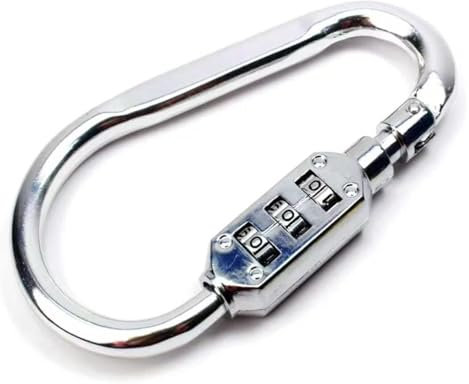 FEFEF Combination Padlocks,Luggage Coded Lock,Combination Lock Outdoor Hiking Bag Luggage Carabiner Lock 3 Dial Password Padlock Tool Portable Luggage Zinc Alloy Lock(Silver,Medium)
