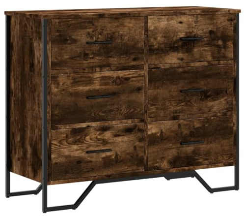 vidaXL Cajonera de Madera de ingeniería Roble Ahumado 91x35,5x74,5 cm