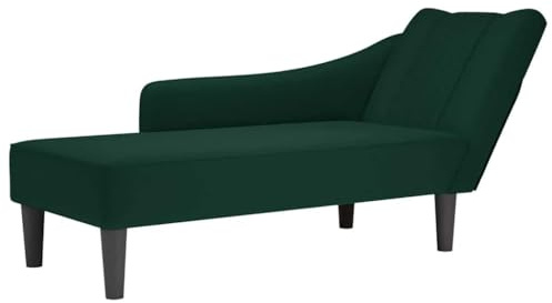 vidaXL Chaiselongue mit Rechter Armlehne Dunkelgrün Samt