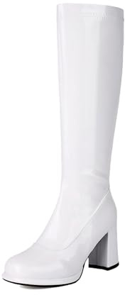 NaLatia Glitzer Schuhe Damen Gogo Boots Schwarze kniehohe 70er-Jahre-Stiefel
