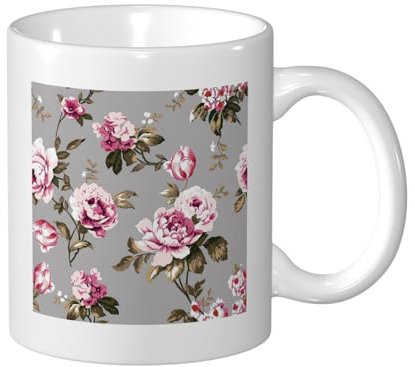 YXDVPALNE Tulipano rosa vintage shabby chic, Tazza in ceramica Tazza in ceramica Tazza da tè Tazze da caffè 330 ml