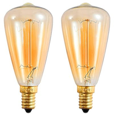 Toyhood 2 Pack Vintage Edison Light Bulb E14 Dimmable, ST48 Decorative Light Bulb, E14 Retro Filament Edison Bulb, Amber Warm White 2700K, 40W, Squirrel Cage Bulb