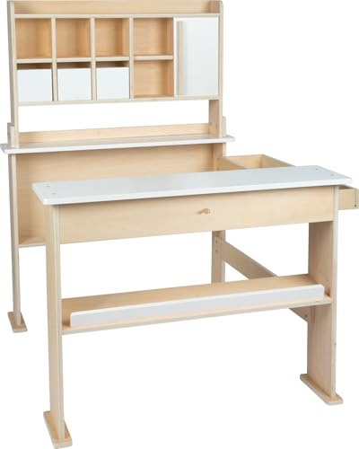 small foot Negozio in Legno, Negozio Classico con 3 cassetti e Porta Scorrevole, Gioco di Ruolo Creativo per Bambini dai 3 Anni, 12683