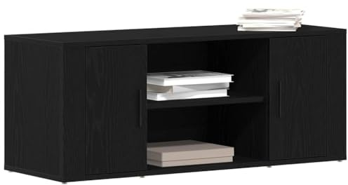 vidaXL TV-Schränk Schwarz Eichen-Optik 100 x 35 x 40 cm Holzwerkstoff, Moderner Wohnraum, Flacher Schrank, praktisches Aufbewahrungselement, Medienkonsole, vielseitige Lösung