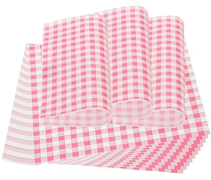 PATIKIL Carta Oleata Per Alimenti 100 Pezzi 22x22 Cm Rosa E Bianca A Quadri Per Sandwich Rivestimento Cestini Party