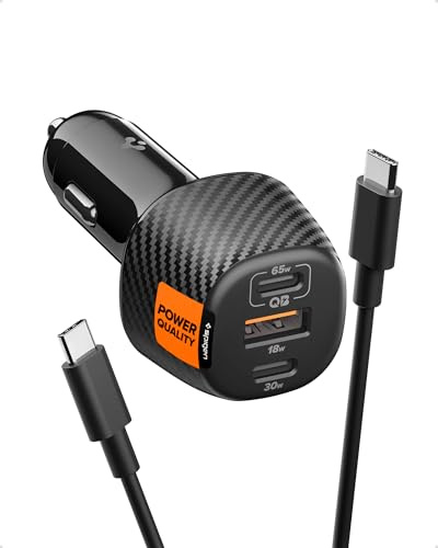 Spigen ArcStation Essential 113W snabb USB C billaddare [kabel ingår och 3 portar] mini laddare cigarr tändare PPS, PD/QC 3.0 kompatibel med iPhone 16 15 14 13 och Samsung Galaxy S25 S24 mer
