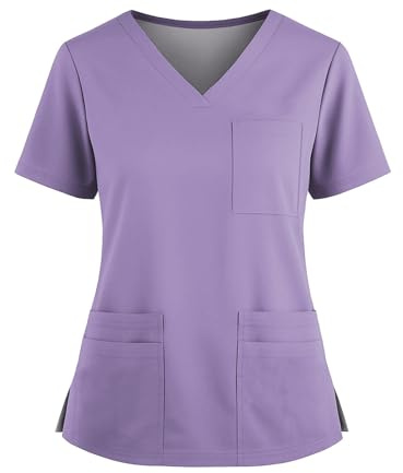 Kasacks Damen Pflege Frauen Scrub Tops Unisex Medizinische Uniform V-Ausschnitt Kurzarm Oberteile Arbeitskleidung Lässig Locke Pflege Tshirt Krankenschwester Kostüm Schlupfkasack Berufsbekleidung