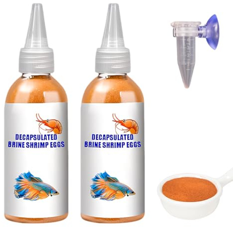 Decapsulated Brine Shrimp Egg Fish Food, High Protein Natural Food for Fish, Natural Artemia Nauplii, for Small, Fry, and Invertebrates (25g×2)