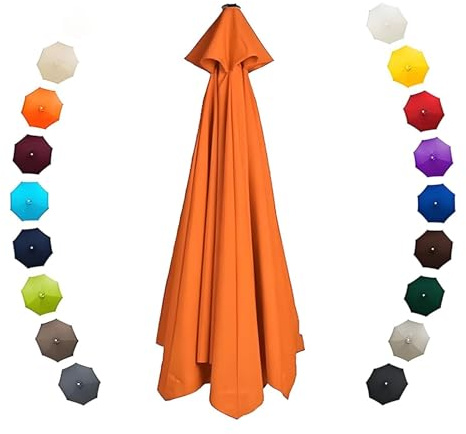 THEGA Housse De Rechange pour Parasol De Terrasse De 2,0/2,3/2,7/3,0 M, Auvent De Rechange pour Parasol, 6/8 Bras, pour Parasol De Jardin, De Marché, De Plage(2.7m/9FT-8Ribs)