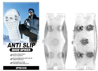 Antirutsch Spikes, 2026 Neu Anti Rutsch Schuhspikes, 1 Paar Ice Schuhkrallen mit 5 Zähne Universal Non-Slip Gripper Spikes Antirutsch Spike zum Überziehen Ice Grips für Schuhe Stiefel, Spazierengehen