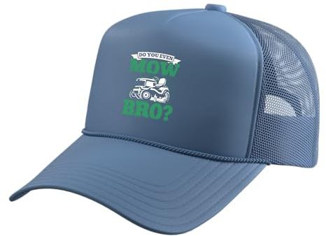 Do You Even Mow Bro Funny Lawn Mower Lawn Mowing Men Trucker Hat with Adjustable Mesh Back, Light Blue