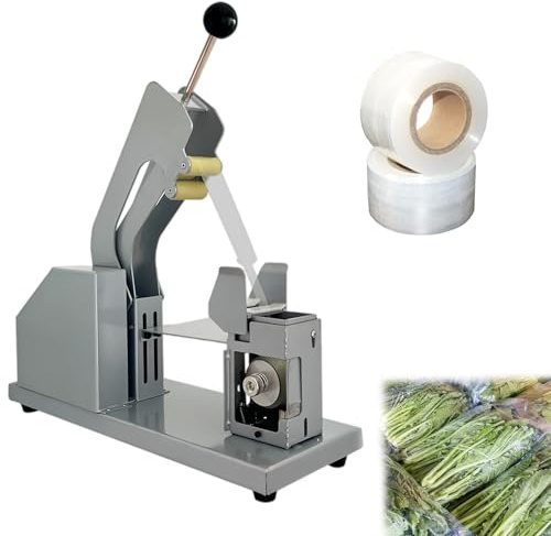 Manuell grönsaksbandningsmaskin med 4 cm breda filmrullar för produkter (24 pack), justerbar spänningsbuntare för bearbetning av färskskurna grönsaker, färskvarubutiker och stormarknader