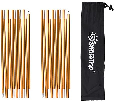 Azarxis Arceaux de Tente 2 Pièces Poteaux de Tente Mât Barre Tige de Support Pliantes pour Camping Randonnée (Or, 3,6 m)