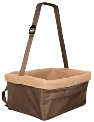 PetSafe Happy Ride Autositz, bis 5,4 kg – geeignet für Auto, große Fahrzeuge und SUV – leicht Verstellbarer Gurt – strapazierfähiger, maschinenwaschbarer Fleecebezug – Braun