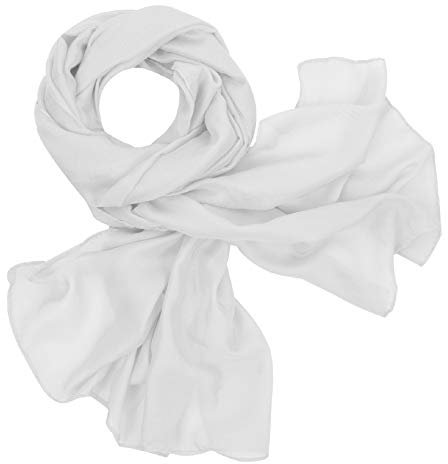 Tuopuda Schal Damen, Stola Sonnenschutz, Halstuch Seidenschals für Abendkleid hochzeit Sandstrand, Tuch aus Baumwolle und Leinen, Geschenk Frauen Seidentuch Einfarbigen 180 * 80CM, Weiß