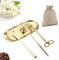 QeeHeng Éteignoir à mèche 4 en 1 pour Bougies, kit d'entretien de Bougie, Coupe-Flamme, Coupe-Bougie, souffleur de Bougie, bâton d'extinction, Long Manche (Doré)
