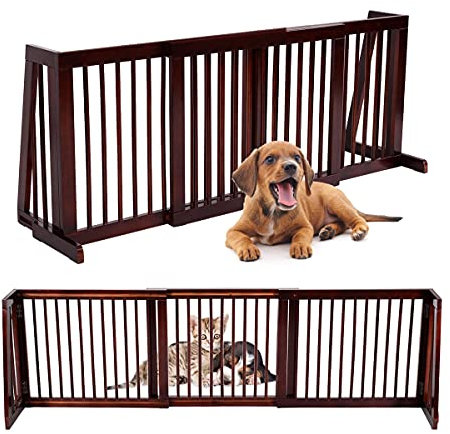 RELAX4LIFE 3-teiliges Absperrgitter, Verstellbar: 71-203cm, Treppenschutzgitter Kieferholz, Türschutzgitter mit beidseitigen Scharnieren & Fußpolstern, Gitter für Babys & Haustiere, Schutzgitter Hunde
