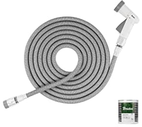 BRADAS - SECRET HOSE WSCH824GY 8/24 Meter ausziehbarer Schlauch, 4-Funktion-Düse, erweiterbarer Wasserschlauch geeignet für Garten, Gartenarbeit, Bewässerung, Reinigung großer Räume und Autos.