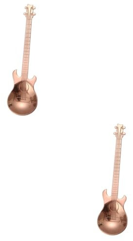 Amosfun 2stücke Edelstahl Gitarren Kaffee Und Teelöffel Gold Ergonomisches Design Für Kaffee Tee Cappuccino Dessert Spülmaschinenfest Küchenaccessoires