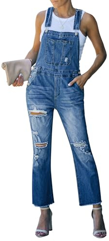 Roskiky Jeans Overall Damen Casual Stretch Verstellbare Denim Latzhose Jeans Hosen Jumpsuit Damen