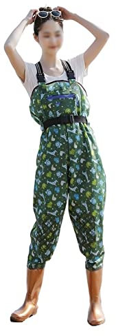 watthosen Damen wasserdicht Wathose Damen,Anglerhose Hose Kinder,fischerhose Mit Gemustert,mit Stiefel Wasserdicht Mit Watstiefel Fischerhose (Farbe : Green 1, Größe : 38)
