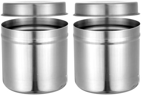 Ciieeo 2 Latas De Almacenamiento De Acero Inoxidable Hermético Para Cocina Y Despensa Recipientes Para Alimentos Y Condimentos Para Aceite Medicamentos Y Restaurante 3.14X3.14X2.95 Pulgadas