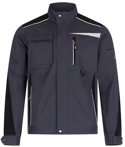 BWOLF Daytona arbetsjacka herr stretch arbetsjackor herr arbetskläder män med spandex och många fickor, Grå / svart, XL