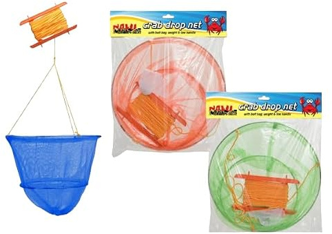 PNJB Crab Drop Net With Bait Bag, Effective and Lightweight, Durability And Longevity, Weather-Resistant, Compact Design, Random Colour, 30cm
