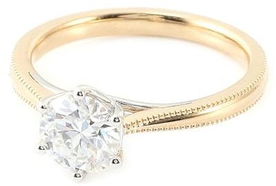 Epinki Echte Goldschmuck, 750 Gelbgold Ringe, Klassiker Verlobungsring mit Rund 3ct Moissanit, 18K Gold Eheringe Freundschaftsringe Hochzeitsring Gr.51 (16.2)