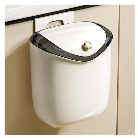 Poubelle de Cuisine Poubelle suspendue for salle de bain avec couvercle, petite poubelle en plastique de 1,6/2,4 gallons, poubelle murale, poubelle à compost de cuisine, couvercle coulissant sous l'év