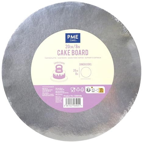 PME Cake Board redonda para Tarta con bordes lisos, Plata (8 / 20cm)