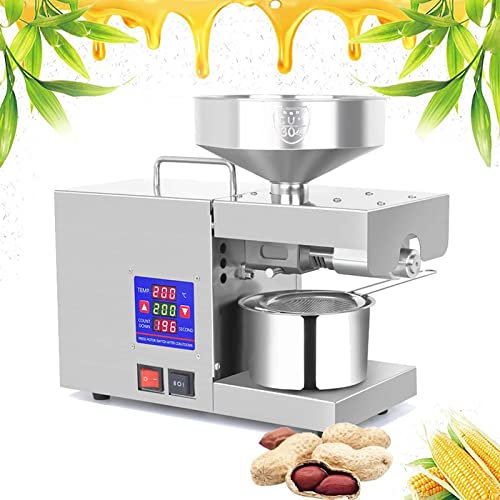 Presse à Huile, extracteur d'huile Automatique, 0-250 ℃ pour Presse à Huile électrique Chaude et Froide, avec trémie à vis de 255 mm de 5 L, pour Amande, Avocat, Noix de Coco, Noix de sésame