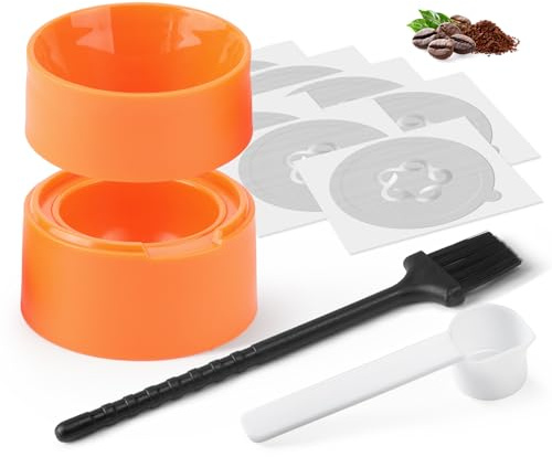 HAILASRE Reusable Capsule Refill Kit for NS Vertuo Pods with 100 Pcs Aluminum Foil Seal Lids 62mm,Capsule Holder, Brush & Scoop fit for Vertuoline POP/Next Reusable Pod Aluminum