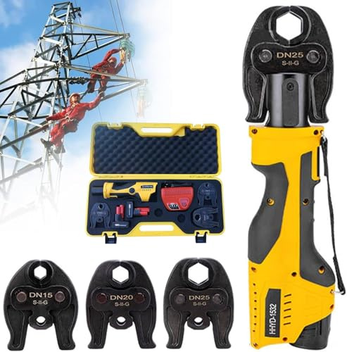 Plumbing Pipe Crimping Tool Kit - Rechargeable Electric Pliers for Copper Pipe, Pro Press Function for Efficient Pipe Connections