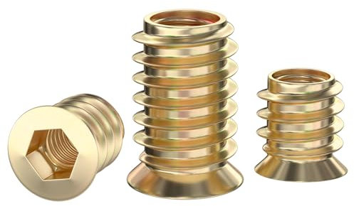 GUEEYUAW 20 Piezas Insertos Roscados M8 × 8 mm, Inserto Roscado de Madera, Tuercas de Inserción Galvanizadas, Manguito Atornillado