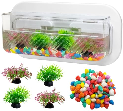 kathson Acrylic Wall Hanging Fish Bowl Wall Mounted Fish Tank Planter Fish Bubble Hanging Aquarium Hydroponic Plant Pot Betta Fish Tank Bowl for Home Decor Pot Decoration Planter