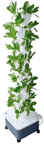 PPLDABNK 50 Plants Hydroponics Growing Kit with Wheels and Water Pump, Rolling Vertical Hydroponic Tower Indoor Smart Garden and Outdoor Garden Kit for Home Gardening Lover,10 Layers,White