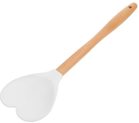 OUNONA Cuchara de silicona en forma de corazón espátula para cuchara sopera espátula para hornear de pastel cucharada de sopa de goma Madera
