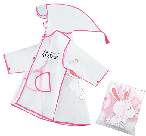 Toddler Baby Boys Girls Clear Raincoat Waterproof Coats Rain Wear Transparent suit Poncho Trousers Reusable Hooded Ponchos Raincoat Hat Cape Protective Cover Cartoon Dinosaur Print