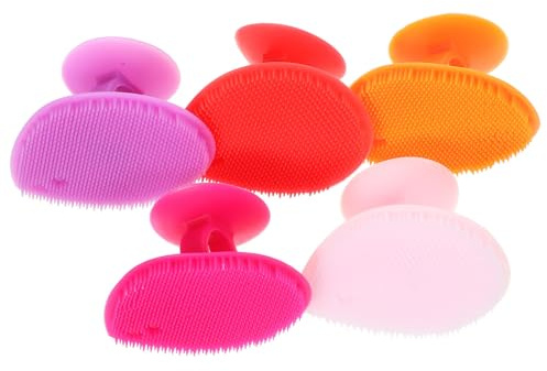 PERSELOSO 5stücke Silikon Massagebürste mit Herzform Manuelle Badebürste für Sanfte Kopfhautmassage und Einfache Anwendung im Badewannenzubehör Zufällige Farbe
